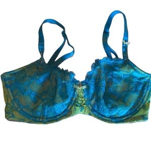 NWT Victoria’s secret 34DD unlined lace balconet bra deep turquoise & lime green